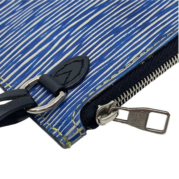 Authentic LOUIS VUITTON Denim Epi Pouch For Neverfull MM Blue Leather #36635523 - Picture 9 of 12